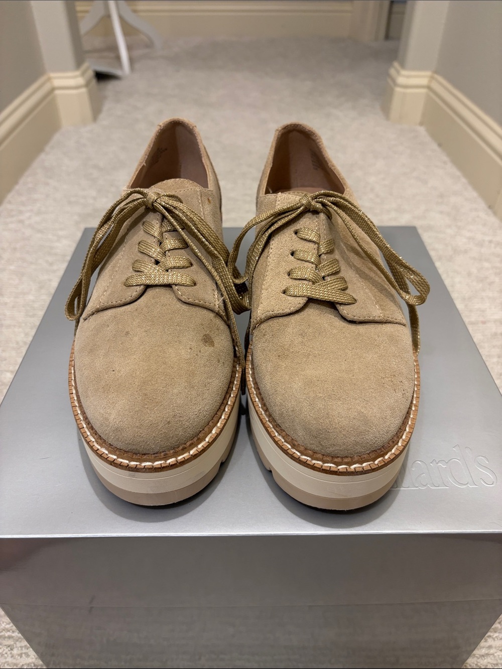 Chelsea & Violet Tan Suede Platform Lace-Up Sneakers